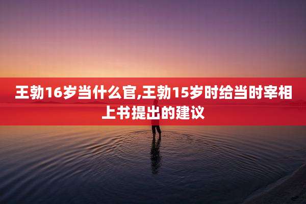 王勃16岁当什么官,王勃15岁时给当时宰相上书提出的建议