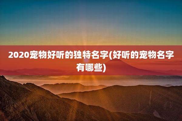 2020宠物好听的独特名字(好听的宠物名字有哪些)