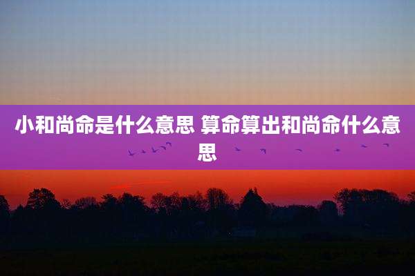 小和尚命是什么意思 算命算出和尚命什么意思