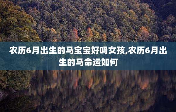 农历6月出生的马宝宝好吗女孩,农历6月出生的马命运如何