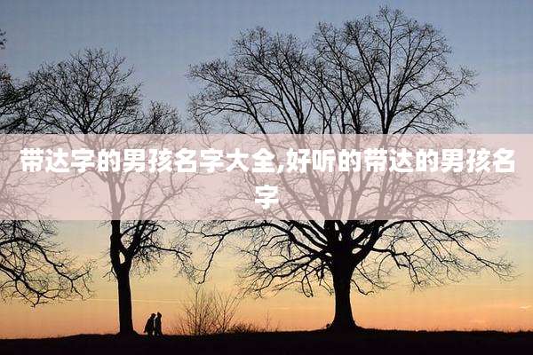 带达字的男孩名字大全,好听的带达的男孩名字