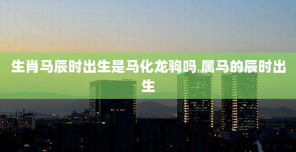 生肖马辰时出生是马化龙驹吗 属马的辰时出生