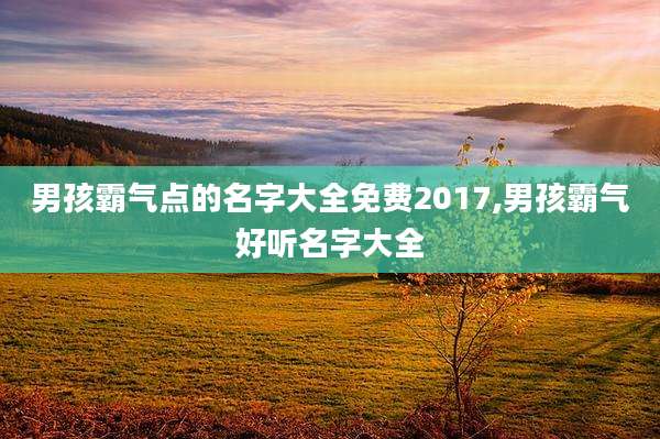 男孩霸气点的名字大全免费2017,男孩霸气好听名字大全