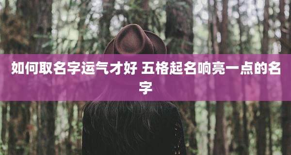如何取名字运气才好 五格起名响亮一点的名字