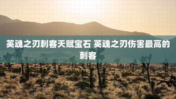 英魂之刃刺客天赋宝石 英魂之刃伤害最高的刺客