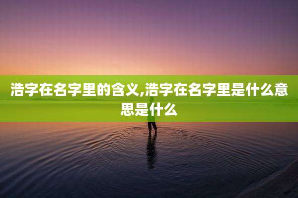 浩字在名字里的含义,浩字在名字里是什么意思是什么