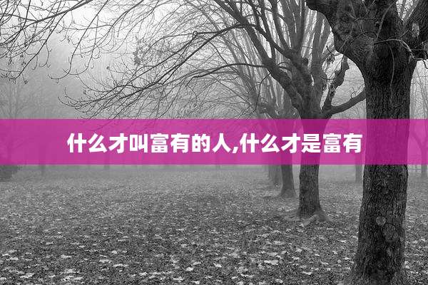 什么才叫富有的人,什么才是富有