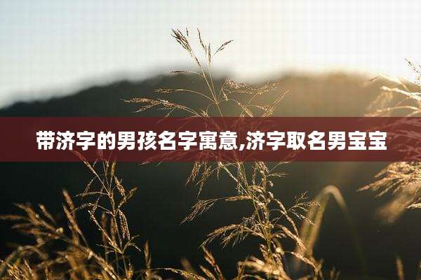 带济字的男孩名字寓意,济字取名男宝宝