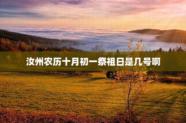 汝州农历十月初一祭祖日是几号啊