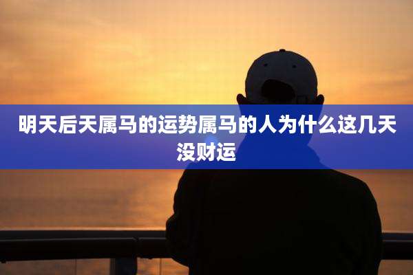 明天后天属马的运势属马的人为什么这几天没财运