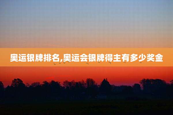 奥运银牌排名,奥运会银牌得主有多少奖金