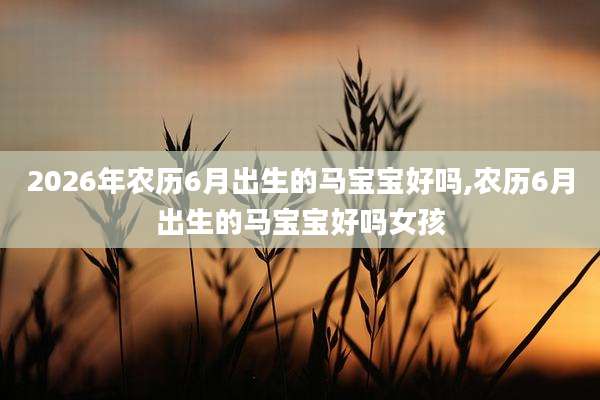 2026年农历6月出生的马宝宝好吗,农历6月出生的马宝宝好吗女孩