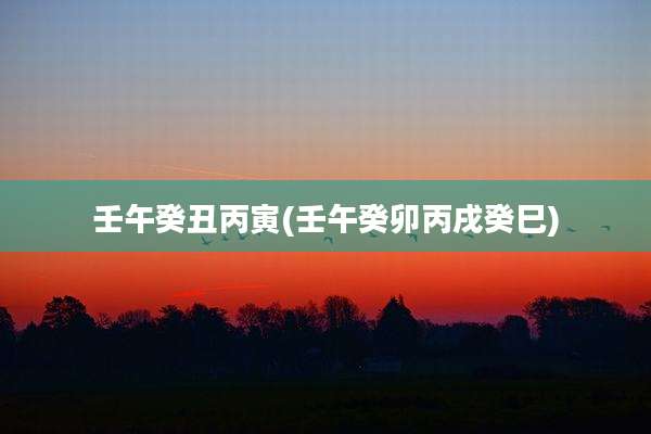 壬午癸丑丙寅(壬午癸卯丙戌癸巳)