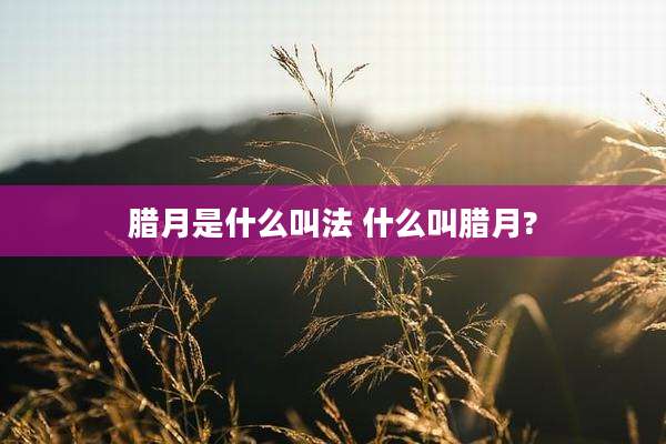 腊月是什么叫法 什么叫腊月?