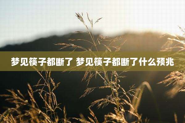 梦见筷子都断了 梦见筷子都断了什么预兆