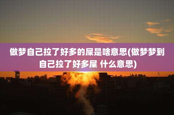 做梦自己拉了好多的屎是啥意思(做梦梦到自己拉了好多屎 什么意思)