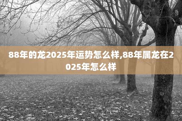 88年的龙2025年运势怎么样,88年属龙在2025年怎么样