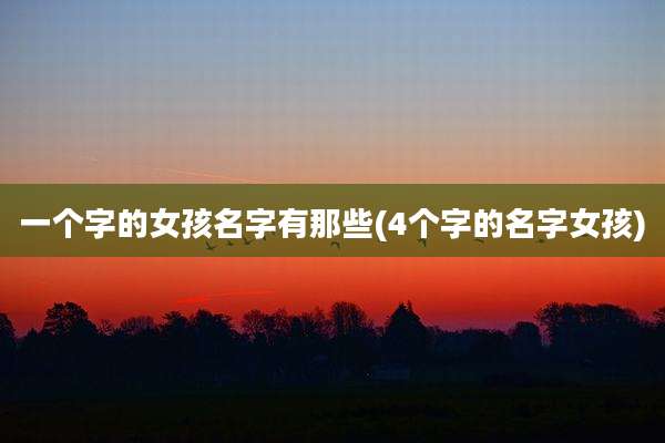 一个字的女孩名字有那些(4个字的名字女孩)