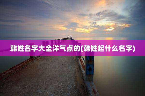 韩姓名字大全洋气点的(韩姓起什么名字)