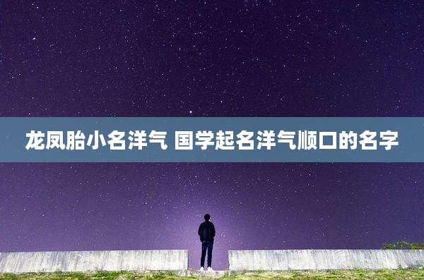 龙凤胎小名洋气 国学起名洋气顺口的名字