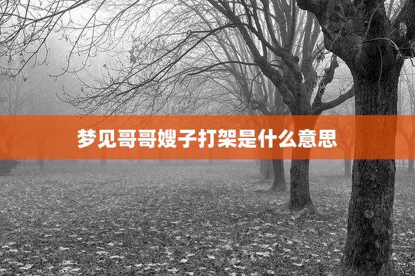 梦见哥哥嫂子打架是什么意思