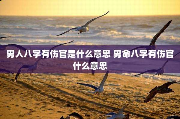 男人八字有伤官是什么意思 男命八字有伤官什么意思