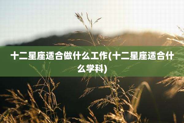 十二星座适合做什么工作(十二星座适合什么学科)