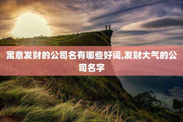 寓意发财的公司名有哪些好词,发财大气的公司名字