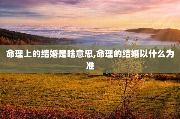 命理上的结婚是啥意思,命理的结婚以什么为准
