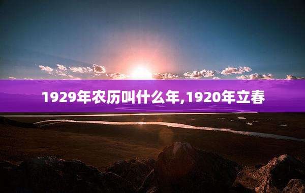 1929年农历叫什么年,1920年立春
