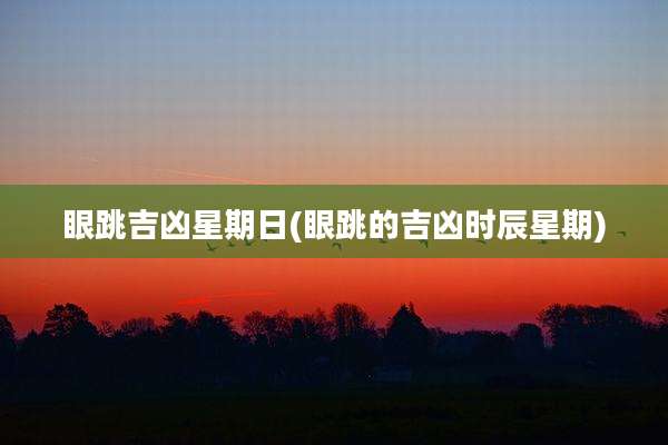 眼跳吉凶星期日(眼跳的吉凶时辰星期)