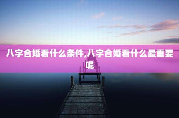 八字合婚看什么条件,八字合婚看什么最重要呢