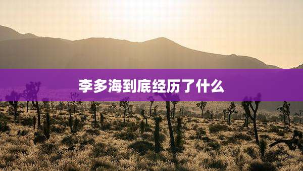 李多海到底经历了什么
