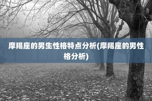 摩羯座的男生性格特点分析(摩羯座的男性格分析)