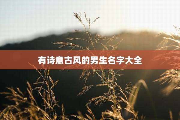 有诗意古风的男生名字大全