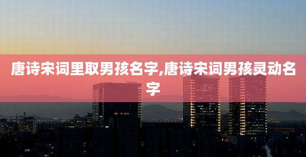 唐诗宋词里取男孩名字,唐诗宋词男孩灵动名字