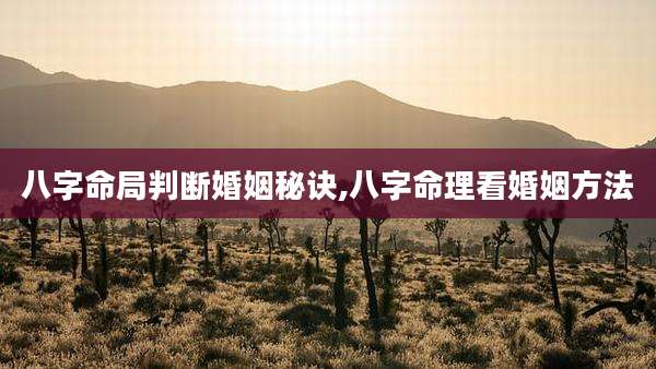 八字命局判断婚姻秘诀,八字命理看婚姻方法