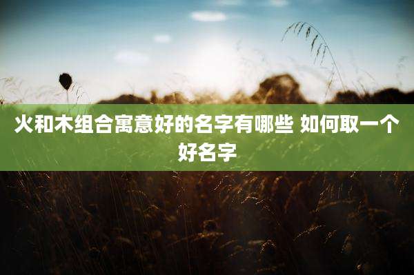 火和木组合寓意好的名字有哪些 如何取一个好名字