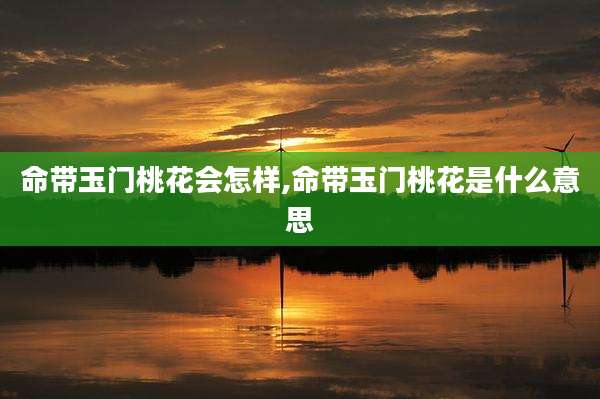 命带玉门桃花会怎样,命带玉门桃花是什么意思