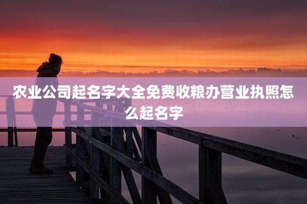 农业公司起名字大全免费收粮办营业执照怎么起名字