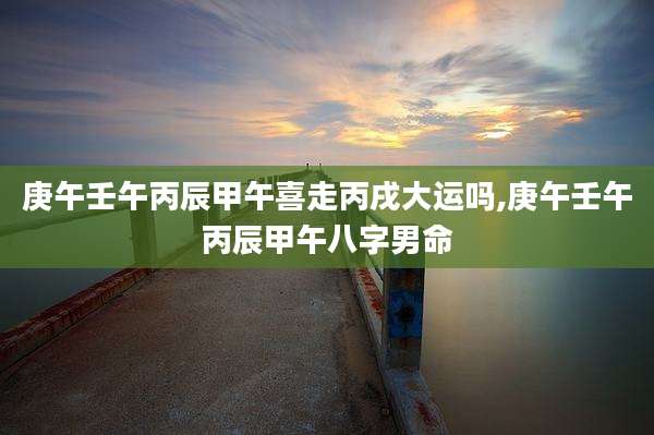 庚午壬午丙辰甲午喜走丙戌大运吗,庚午壬午丙辰甲午八字男命
