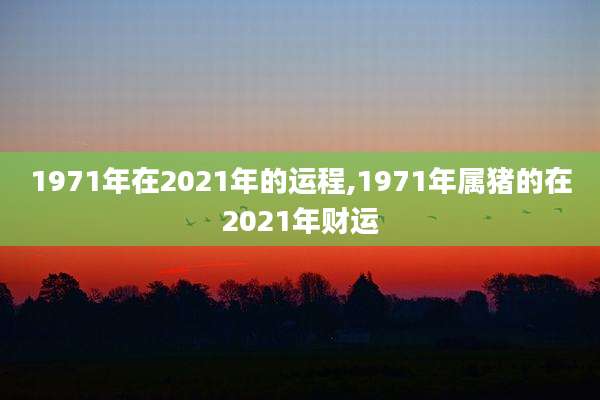 1971年在2021年的运程,1971年属猪的在2021年财运