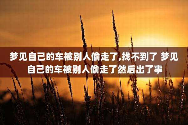 梦见自己的车被别人偷走了,找不到了 梦见自己的车被别人偷走了然后出了事