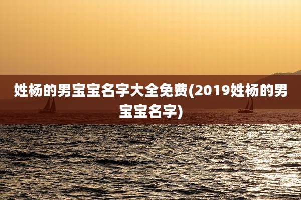 姓杨的男宝宝名字大全免费(2019姓杨的男宝宝名字)