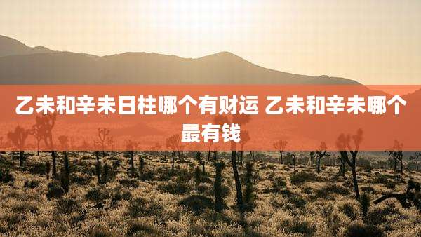 乙未和辛未日柱哪个有财运 乙未和辛未哪个最有钱
