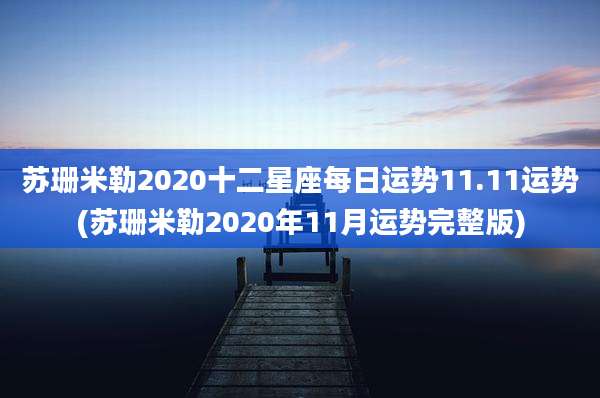 苏珊米勒2020十二星座每日运势11.11运势(苏珊米勒2020年11月运势完整版)