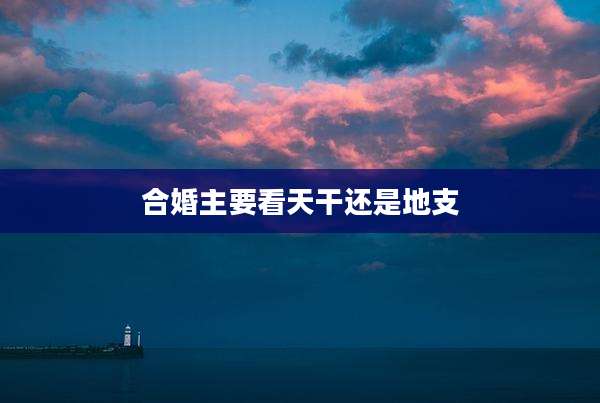合婚主要看天干还是地支