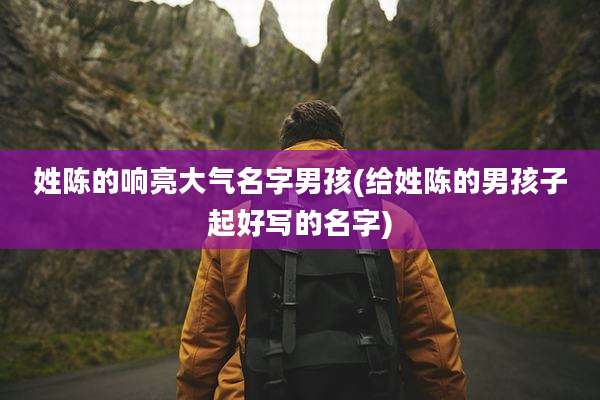 姓陈的响亮大气名字男孩(给姓陈的男孩子起好写的名字)