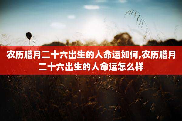 农历腊月二十六出生的人命运如何,农历腊月二十六出生的人命运怎么样