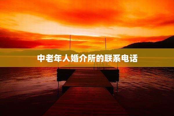 中老年人婚介所的联系电话